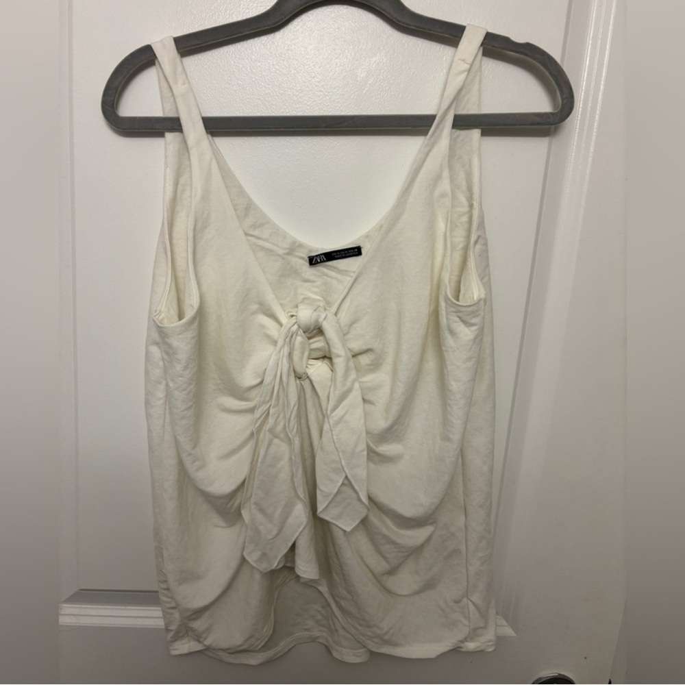 Zara Cream Tie-Front Blouse